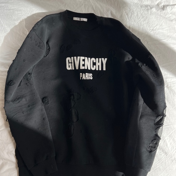 GIVENCHY Distressed Logo Cotton Crewneck Men’s XL - Picture 3 of 4